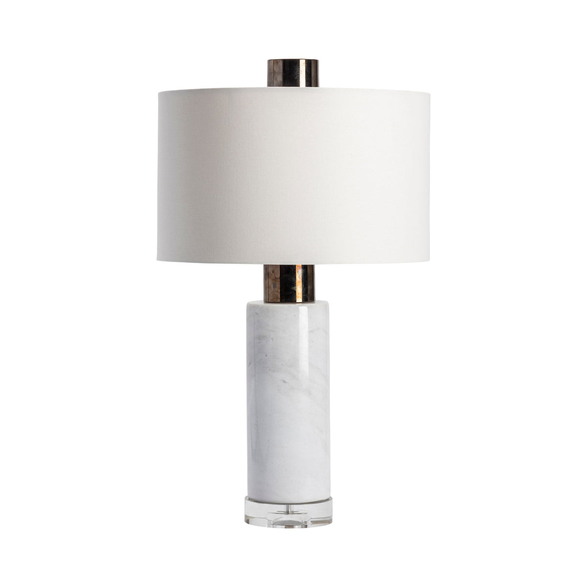 Crestview Collection Holder 30" Modern Marble Crystal And Metal Table Lamp In White Marble And Black Nickel Finish With White Linen Shade