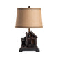 Crestview Collection Homestead 25" Rustic Resin Table Lamp In Cabin Finish With Natural Burlap Woven Trim Hardback Shade