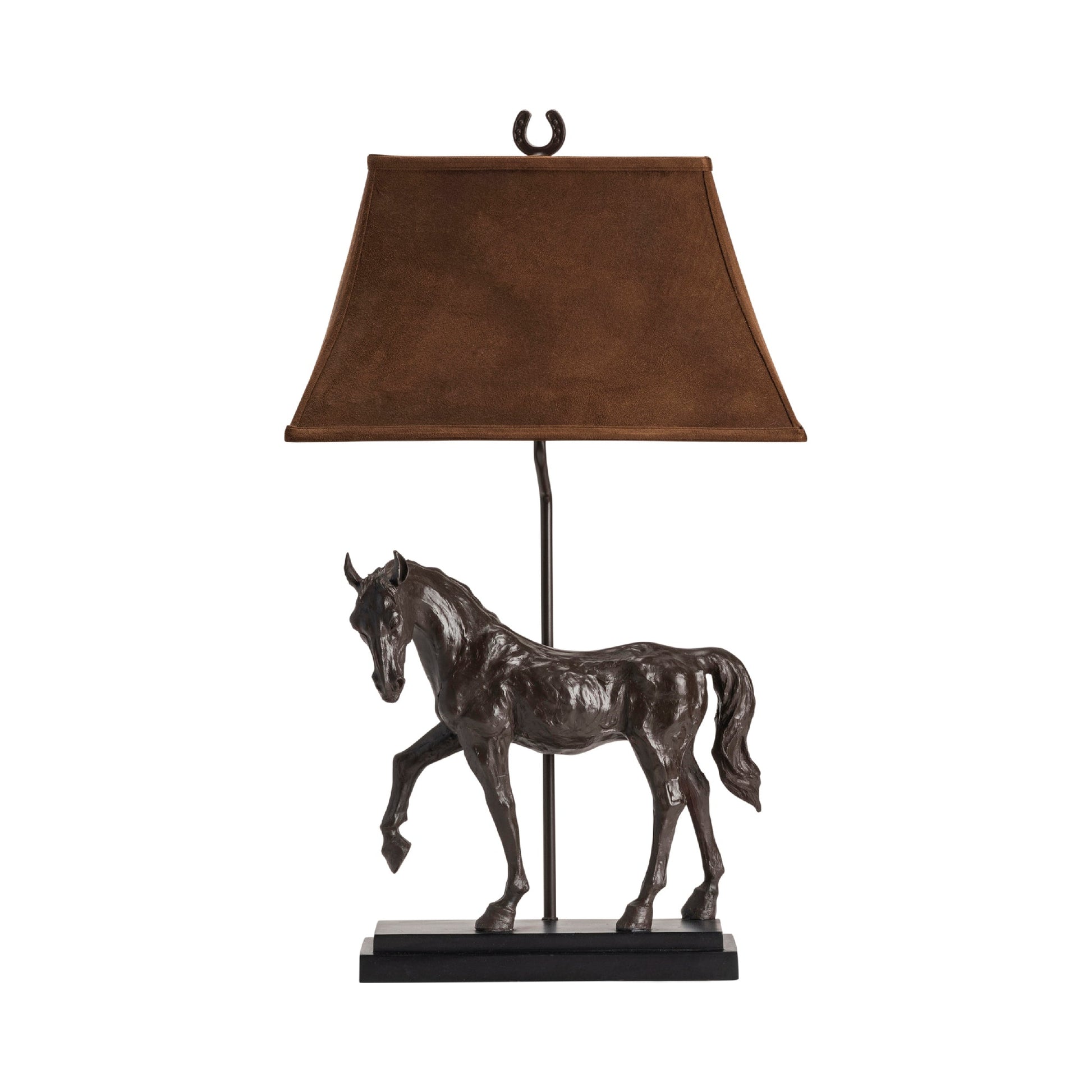 Crestview Collection Horse Creek 31" Traditional Resin Table Lamp In Bronze Finish With Tan Faux Suede Fabric Rectangle Shade