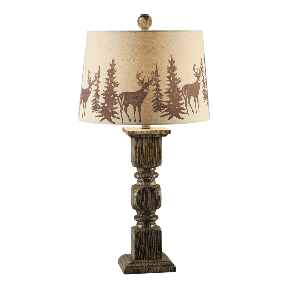 Crestview Collection Hunt 29" Rustic Resin Table Lamp In Walnut Finish With Hunt Print Shade