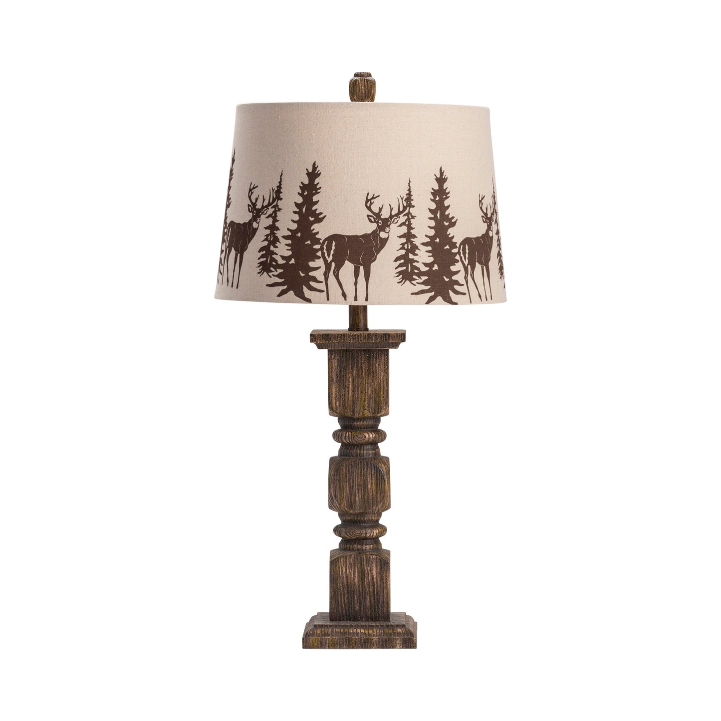 Crestview Collection Hunt 29" Rustic Resin Table Lamp In Walnut Finish With Hunt Print Shade