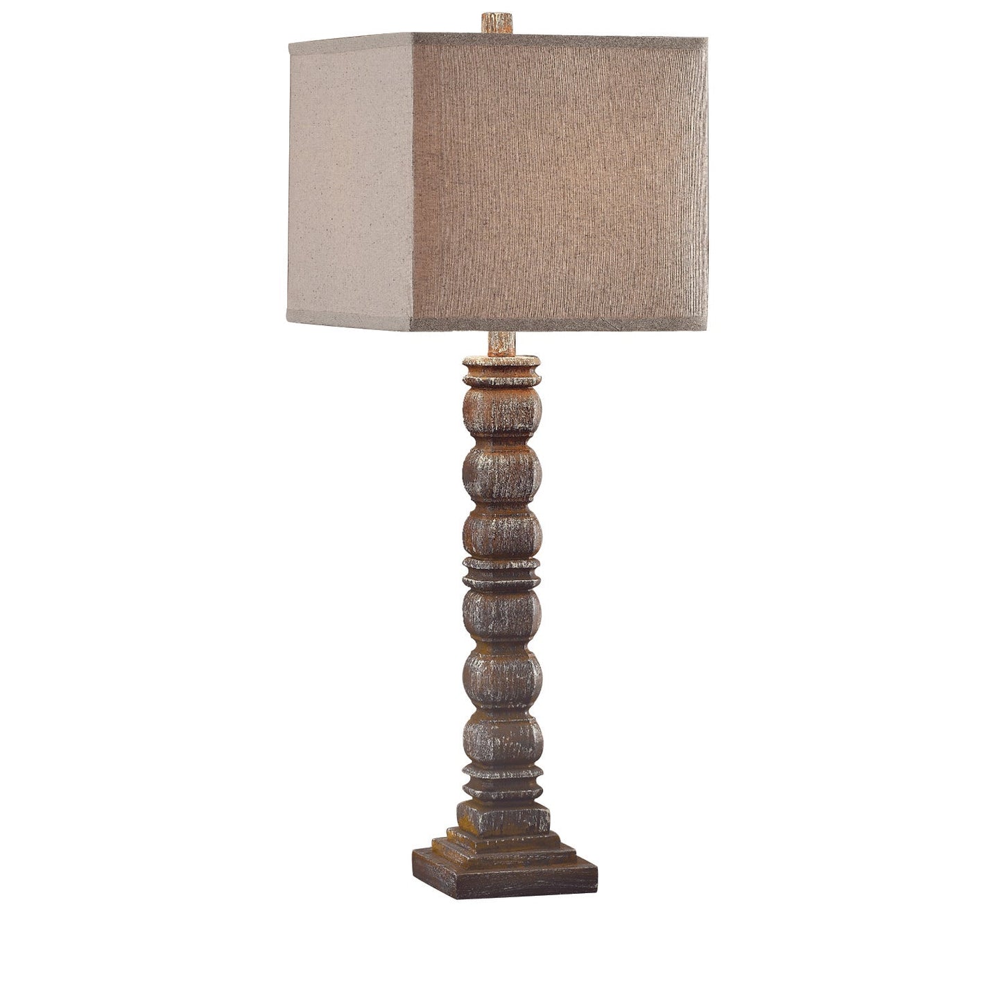 Crestview Collection Hurst 33" Rustic Resin Table Lamp In Reclaimed Post Finish With Linen Shade