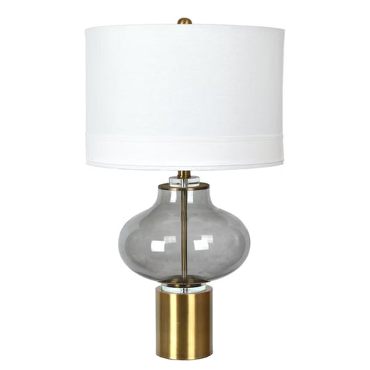 Crestview Collection Irving 26" Transitional Glass And Metal Table Lamp In Smoked And Soft Brass Finish With White Linen Shade