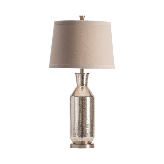 Crestview Collection Jaden 34" Traditional Glass And Metal Table Lamp In Mercury Glass And Brushed Nickle Finish With Oatmeal Linen Shade