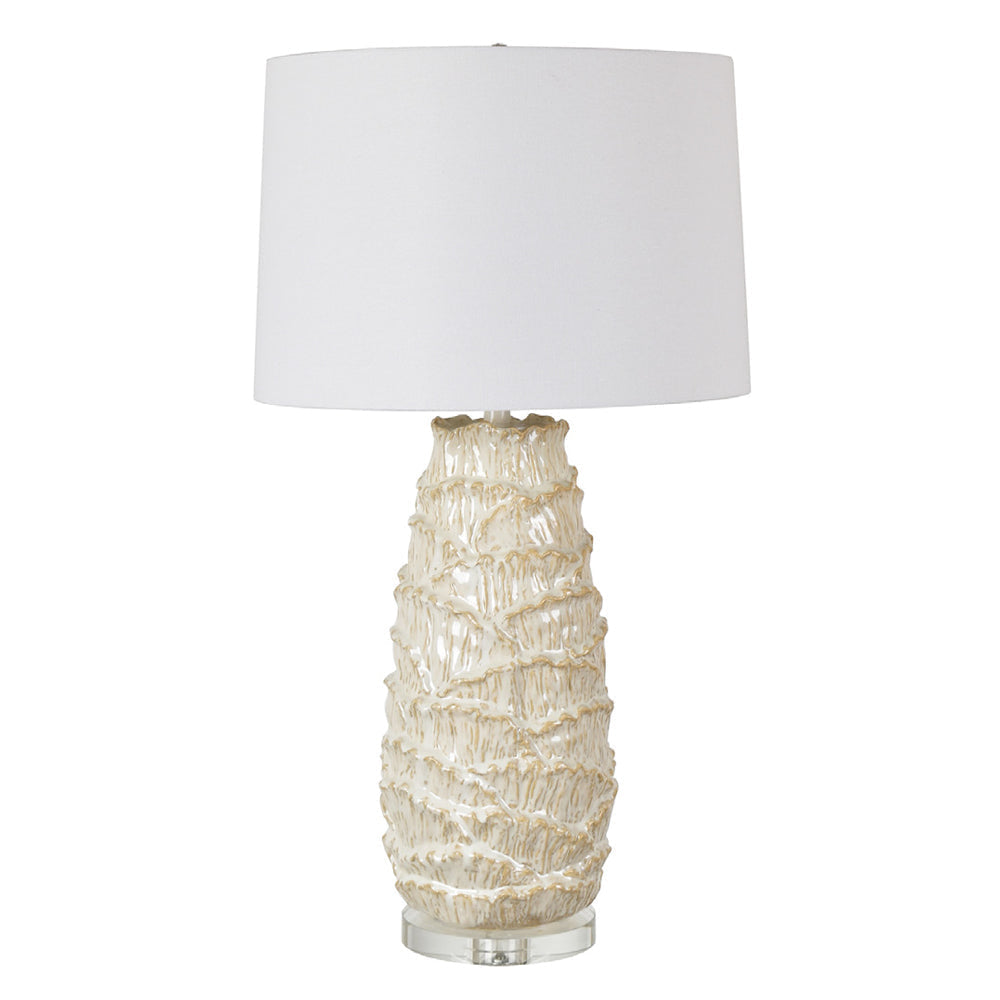 Crestview Collection Kailani 33" Traditional Ceramic And Crystal Table Lamp In Cream And Crystal Finish With White Linen Shade