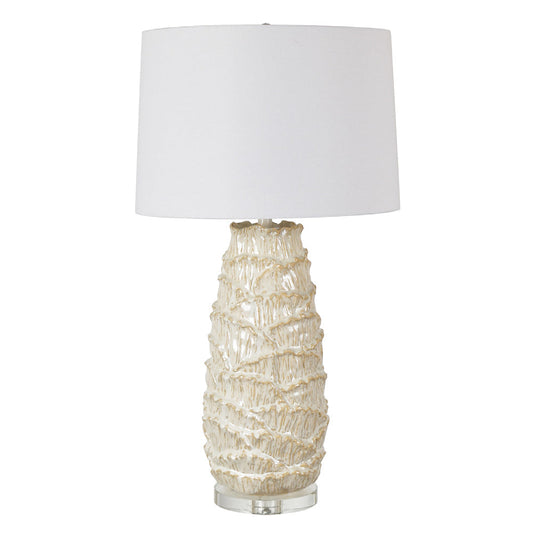 Crestview Collection Kailani 33" Traditional Ceramic And Crystal Table Lamp In Cream And Crystal Finish With White Linen Shade