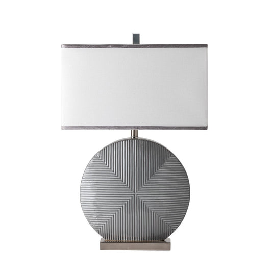 Crestview Collection Kelman 29" Transitional Resin Table Lamp In Gray Glazed Ceramic Finish With White Linen Shade