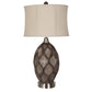 Crestview Collection Kimball 34" Transitional Resin And Metal Table Lamp In Carved Wood And Brushed Nickel Finish With Oatmeal Linen Shade