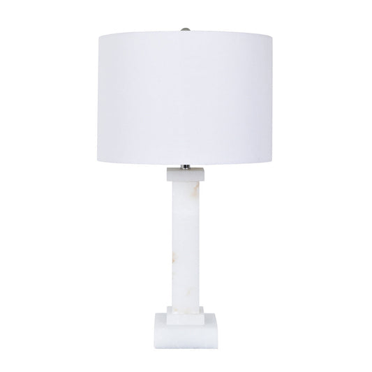 Crestview Collection Kinsley 31" Transitional Alabaster Table Lamp In Alabaster Finish With White Linen Shade