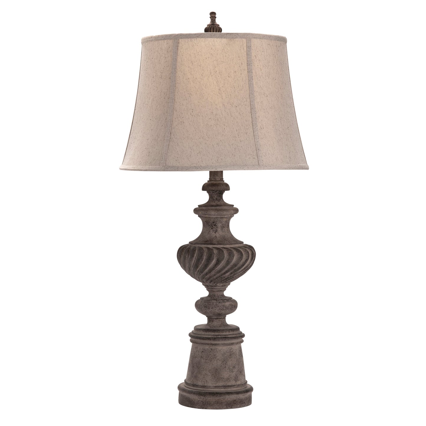 Crestview Collection Kinsley 36" Traditional Resin Table Lamp In Bleached Iron Finish With Grey Linen Shade