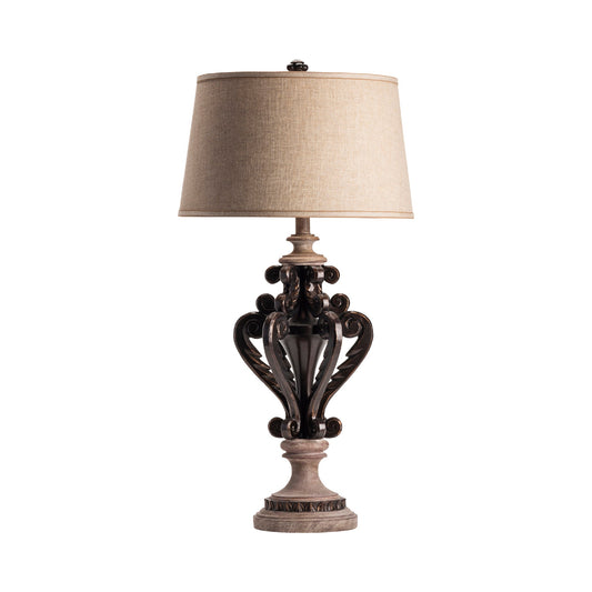 Crestview Collection La Cour 40" Traditional Resin Table Lamp In Monico And Sand Stone Finish With Oatmeal Linen Shade