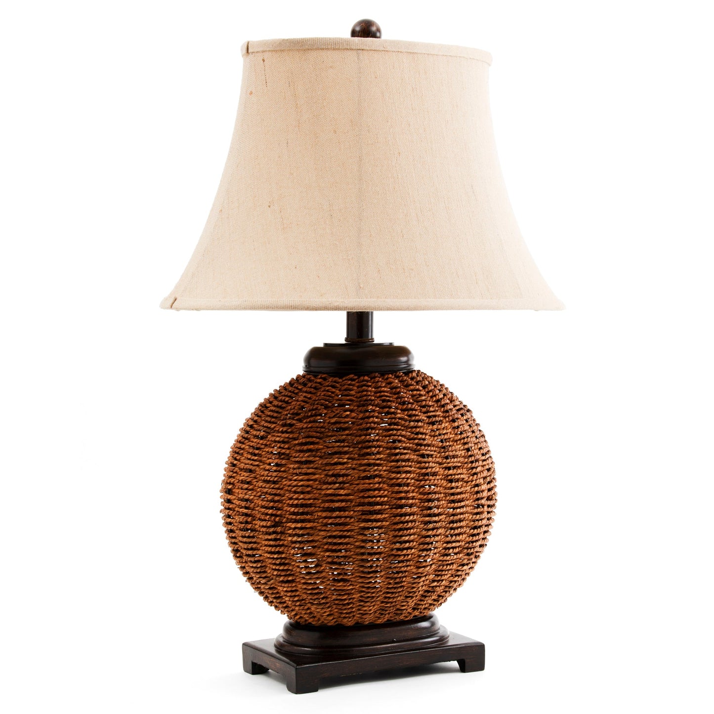 Crestview Collection Latham 31" Rustic Wicker Table Lamp In Light Brown Finish With Textured Linen Fabric