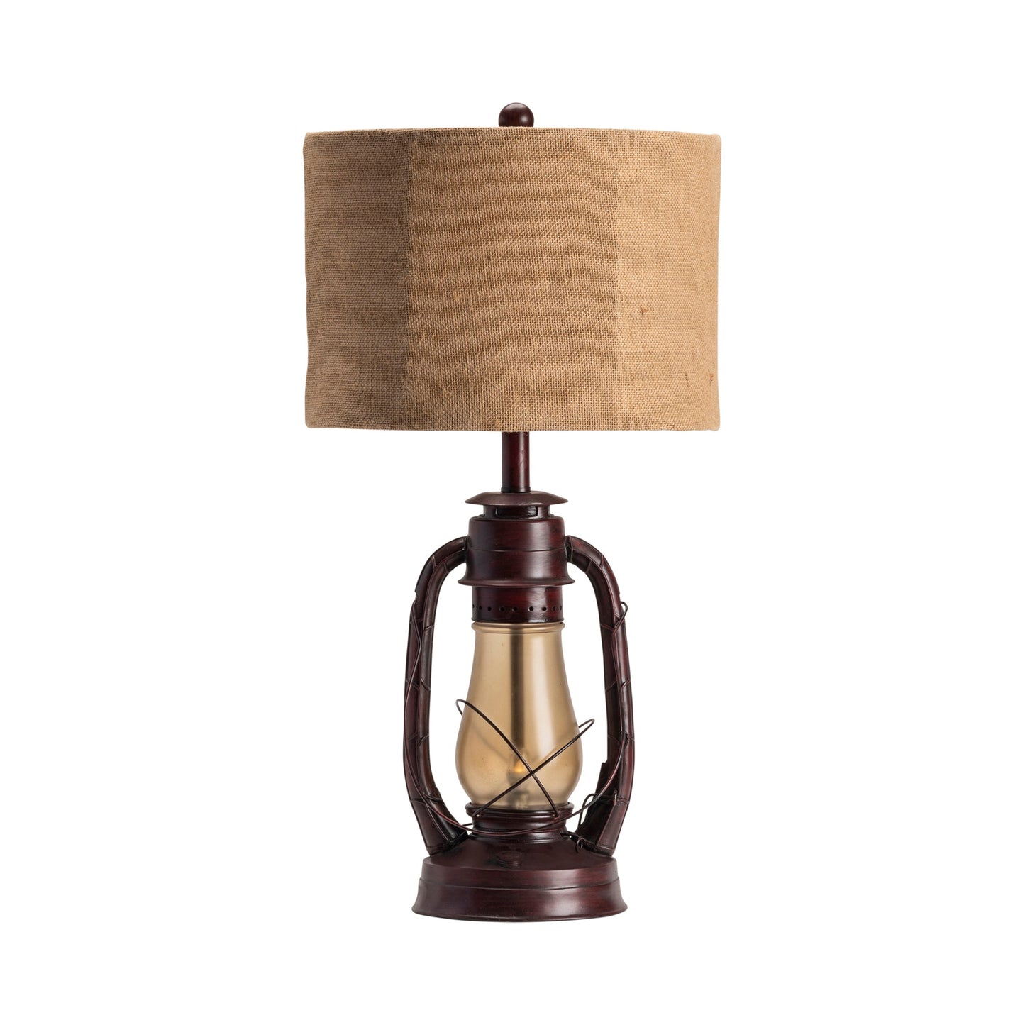 Crestview Collection Lauren 28" Rustic Resin And Glass Table Lamp In Rustic Red Finish With Burlap Shade