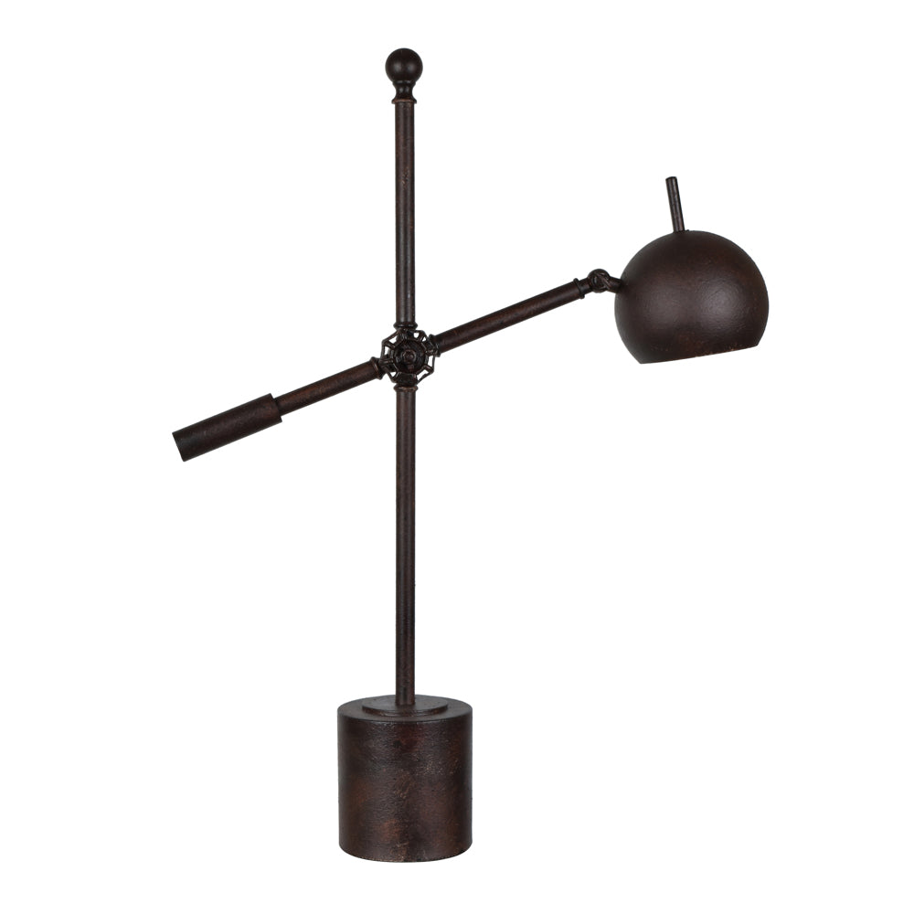 Crestview Collection Leighton 30" Modern Metal Task Lamp In Rustic Metal Finish With Metal Globe Shade
