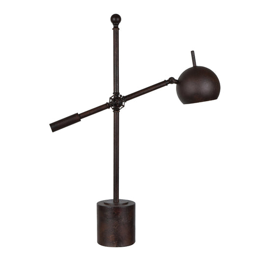 Crestview Collection Leighton 30" Modern Metal Task Lamp In Rustic Metal Finish With Metal Globe Shade
