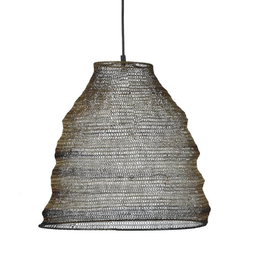 Crestview Collection Link 17" Modern Medium Metal Pendant Lamp In Black And Brass Finish