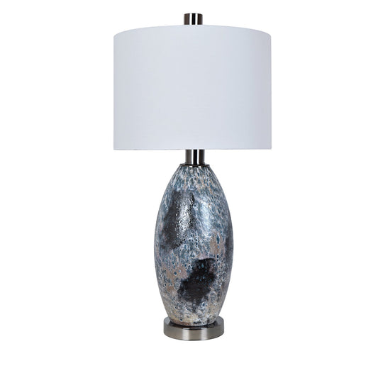 Crestview Collection Logan 33" Transitional Glass And Metal Table Lamp In Black And White Reaction Finish With White Linen Shade