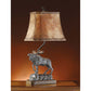 Crestview Collection Majestic 32" Rustic Resin Table Lamp In Verdi Bronze And Wood Finish With Aged Faux Leather Shade