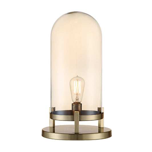 Crestview Collection Malouf 19" Transitional Glass And Metal Dome Lamp In Soft Brass And Amber Finish With Pearl Glass Globe