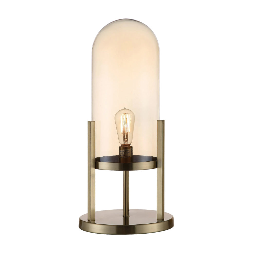 Crestview Collection Malouf 23" Transitional Glass And Metal Dome Lamp In Soft Brass And Amber Finish With Pearl Glass Globe