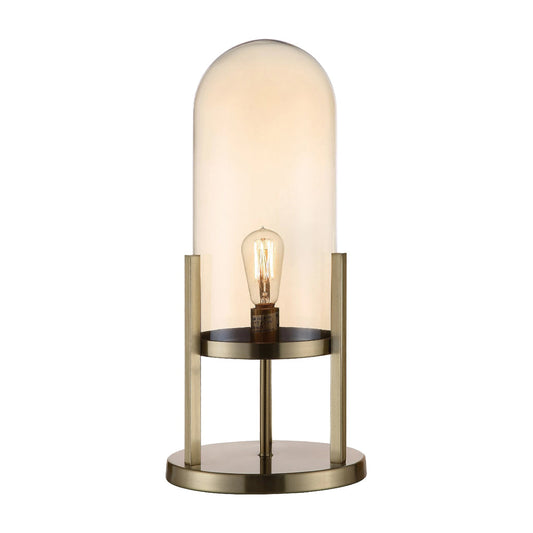 Crestview Collection Malouf 23" Transitional Glass And Metal Dome Lamp In Soft Brass And Amber Finish With Pearl Glass Globe
