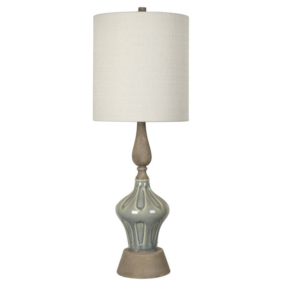 Crestview Collection Marbella 34" Coastal Ceramic And Resin Table Lamp In Soft Blue And Rust Finish With Gray Linen Shade