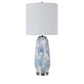 Crestview Collection Marley 32" Transitional Ceramic And Metal Table Lamp In Hand Painted Blue White And Brushed Nickel Finish With White Linen Cylinder Shade