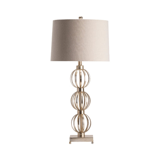 Crestview Collection Massoud 34" Transitional Metal Table Lamp In Silver Leaf Finish With Oatmeal Linen Shade