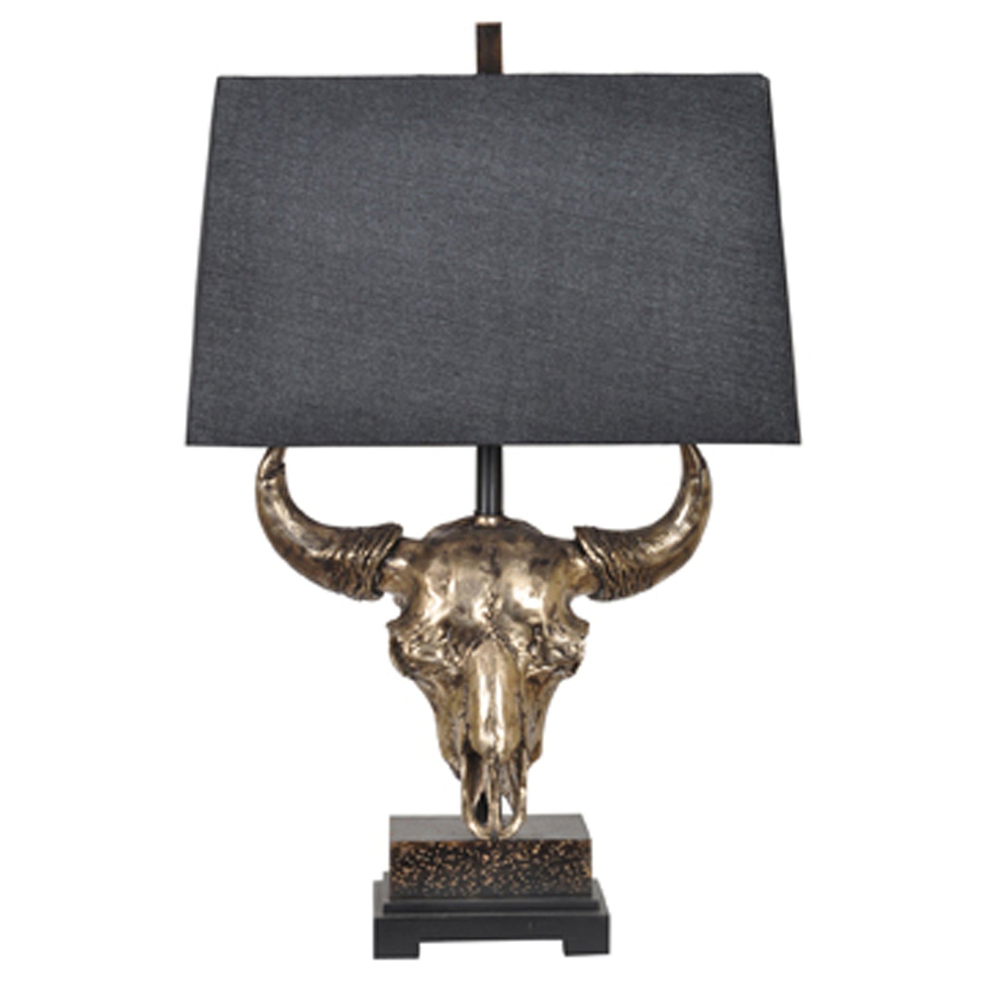 Crestview Collection Master Of The Prairies 32" Transitional Resin Table Lamp In Natural Bronze Finish With Charcoal Gray Linen Shade