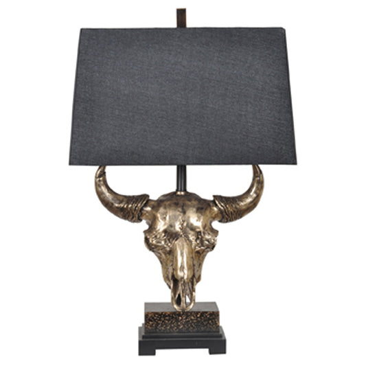 Crestview Collection Master Of The Prairies 32" Transitional Resin Table Lamp In Natural Bronze Finish With Charcoal Gray Linen Shade