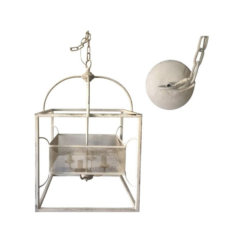 Crestview Collection Mayfair 32" 4-Light Traditional Metal Chandelier In White Wash Finish