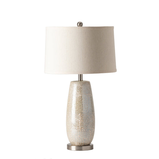 Crestview Collection Melrose 29" Transitional Ceramic Table Lamp In Rouen Silver Finish With Hardback Shade Linen