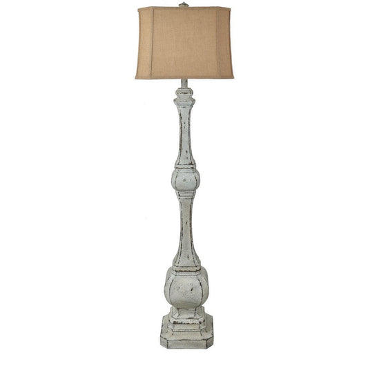 Crestview Collection Mesa 67" Rustic Resin Floor Lamp In Aged Sand Stone Finish With Burlap Shade