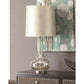Crestview Collection Monaca 32" Transitional Glass And Metal Table Lamp In Champagne Mercury Finish With Champagne Suede And Silver Lining