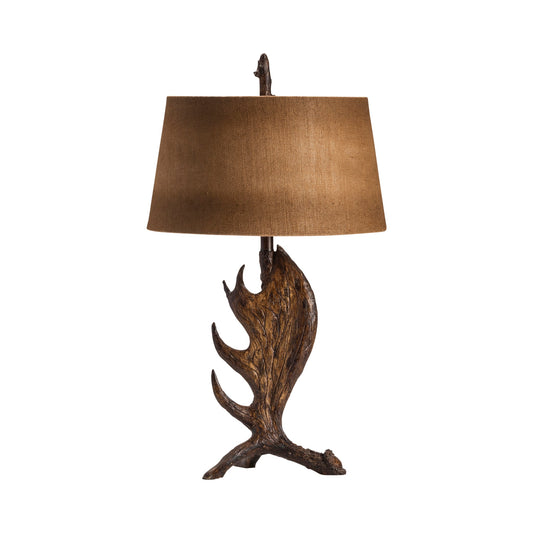 Crestview Collection Moose Shed 30" Rustic Resin Table Lamp In Moose Brown Finish With Antique Burlap Shade