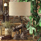 Crestview Collection Moose Trail 30" Rustic Resin Table Lamp In Antique Bronze Finish With Oval Burlap Shade