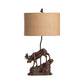 Crestview Collection Moose Trail 30" Rustic Resin Table Lamp In Antique Bronze Finish With Oval Burlap Shade