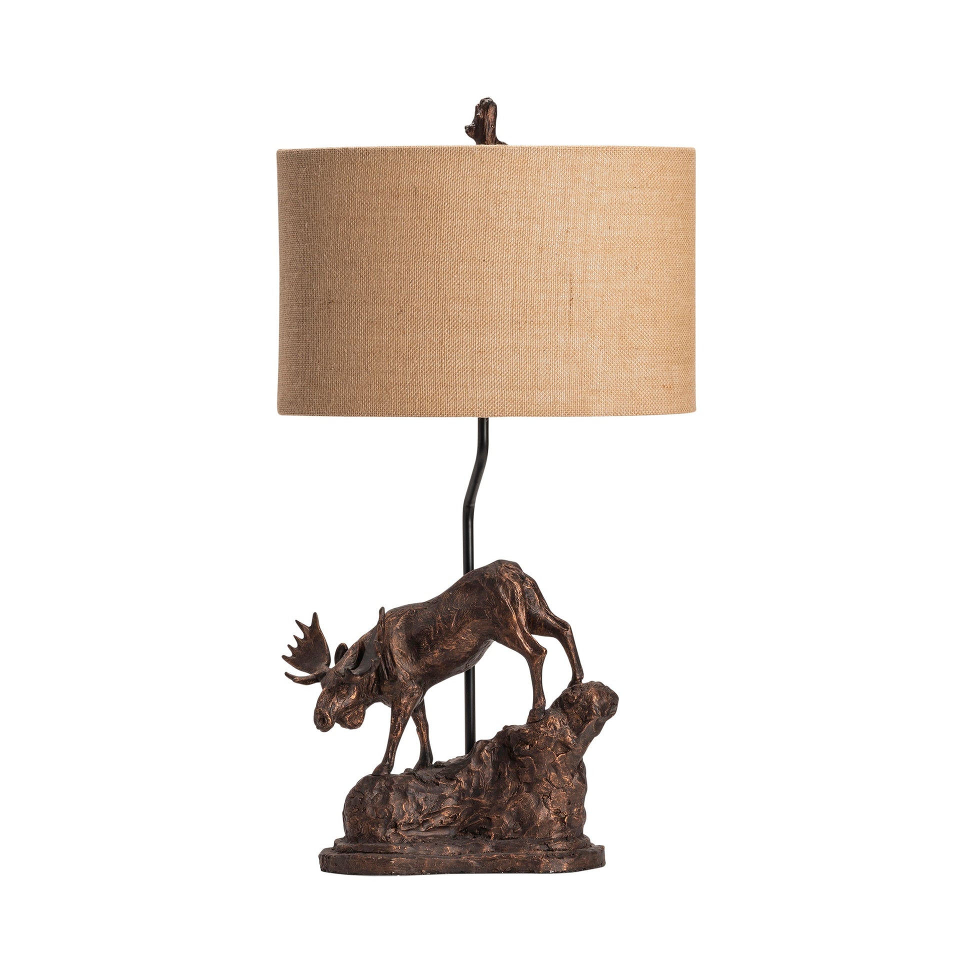 Crestview Collection Moose Trail 30" Rustic Resin Table Lamp In Antique Bronze Finish With Oval Burlap Shade