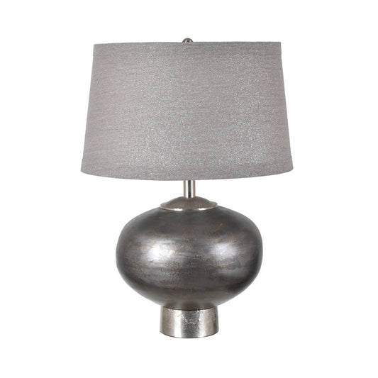 Crestview Collection Morrow 24" Transitional Iron And Aluminum Table Lamp In Bronze And Nickel Finish With Grey Linen Shade
