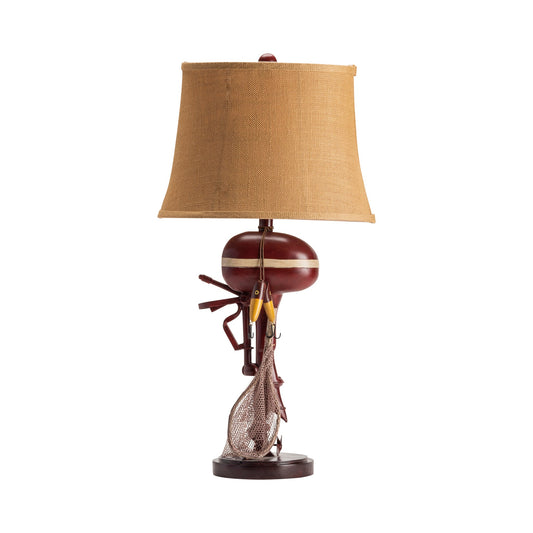 Crestview Collection Motor Boating 30" Rustic Resin Table Lamp In Antique Ivory And Red Finish With Burlap Shade