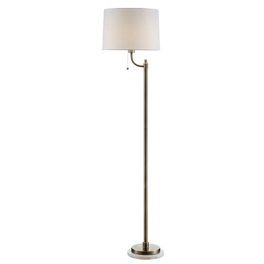 Crestview Collection Nash 66" Transitional Metal And Marble Floor Lamp In Honey Brass And White Marble Finish With Off White Linen Tapered Shade