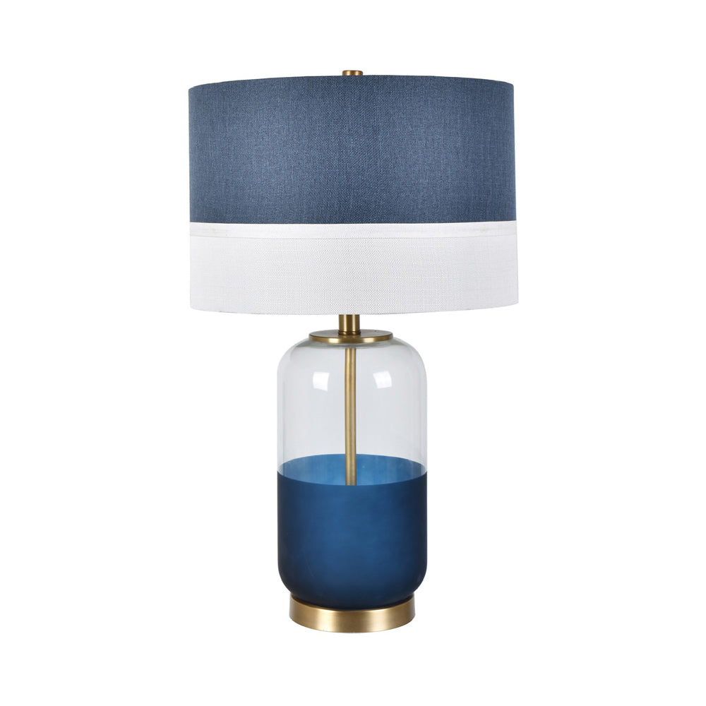 Crestview Collection Nautica 26" Coastal Glass And Metal Table Lamp In Nautical Navy And Gold Finish With Linen Shade