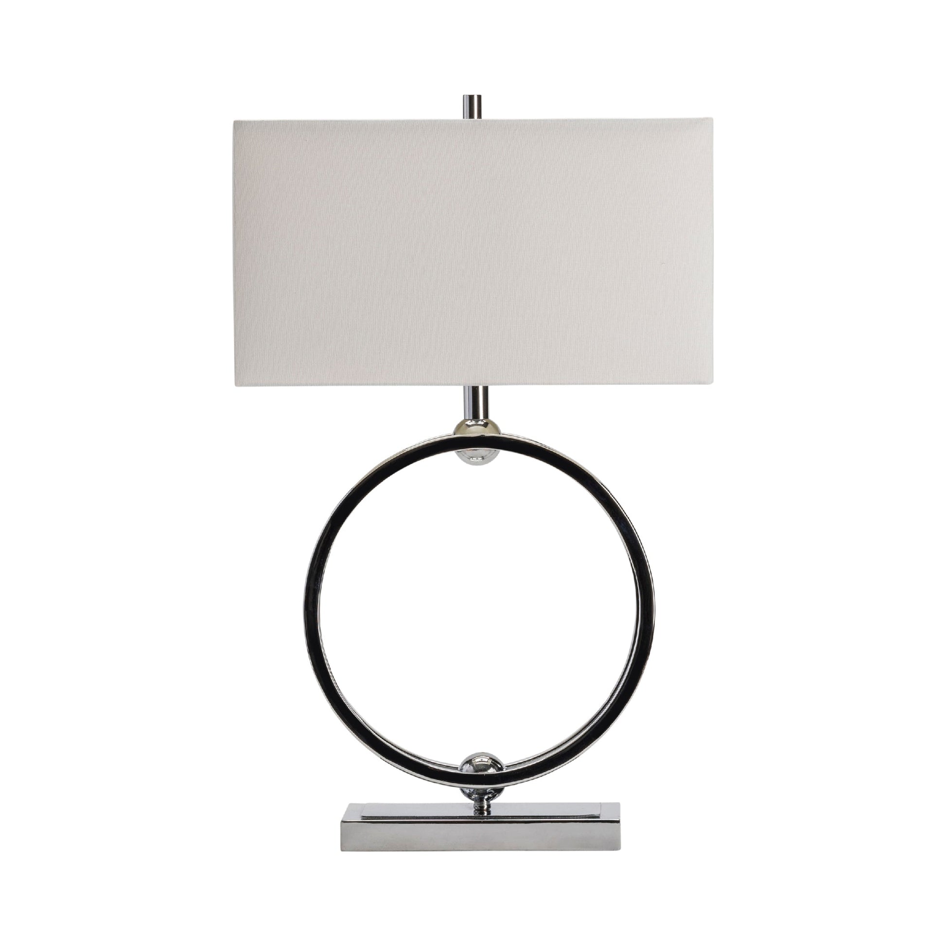 Crestview Collection Neveu 29" Modern Metal Table Lamp In Chrome Finish With White Linen Shade