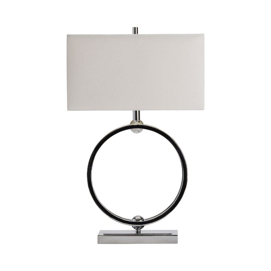Crestview Collection Neveu 29" Modern Metal Table Lamp In Chrome Finish With White Linen Shade