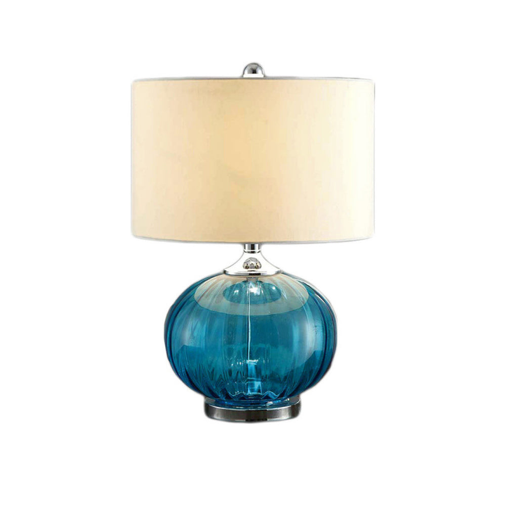 Crestview Collection New Port 22" Transitional Metal And Glass Table Lamp In Sea Blue Finish With White Linen Shade
