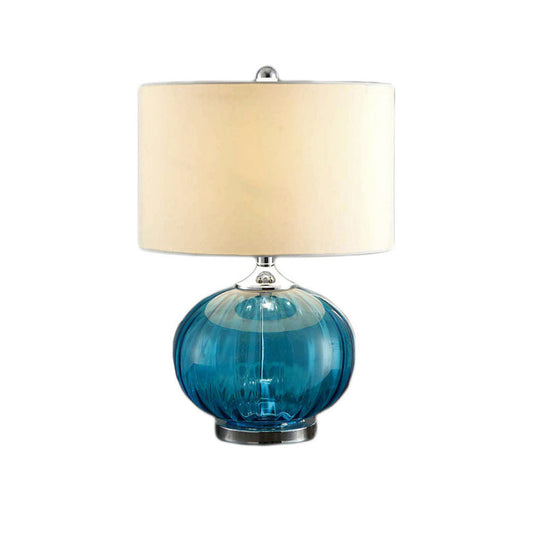 Crestview Collection New Port 22" Transitional Metal And Glass Table Lamp In Sea Blue Finish With White Linen Shade