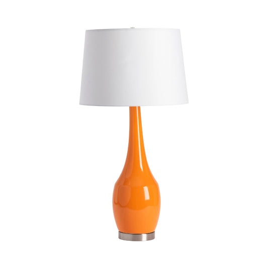 Crestview Collection Nina 29" Transitional Ceramic And Metal Table Lamp In Tangerine Finish With Hardback White Fabric Drum Shade