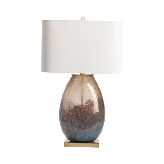 Crestview Collection Noah 30" Transitional Glass And Metal Table Lamp In Smoked Glass And Antique Brass Finish With White Linen Shade