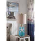 Crestview Collection Ocean Breeze 30" Coastal Glass And Resin Table Lamp In Blue Glass And White Star Finish With Oatmeal Linen Shade