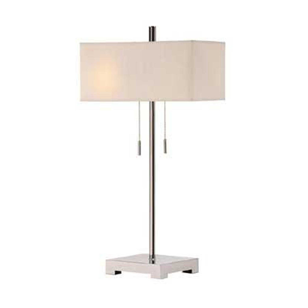 Crestview Collection Orlo 26" Modern Metal Twin Light Table Lamp In Polished Chrome Finish With Off-White Linen Shade